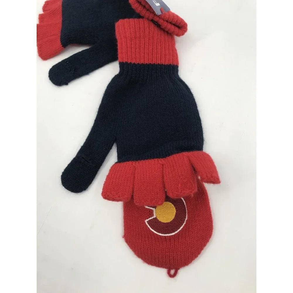 Colorado Gloves That Turn Into Mittens‎ Knit Red Blue New